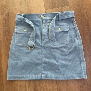 LOFT Light Blue Corduroy Mini Skirt with Belt